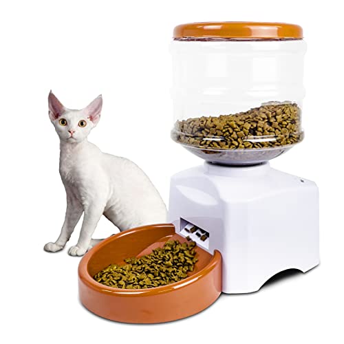 Pawmate 5,5 l automatischer Katzenfutterspender, zeitgesteuerter Tierfutterspender mit 1-3 Mahlzeiten pro Tag, 10s Voice Recorder Auto Katzenfutterspender für Haustiere im Innen- und Außenbereich Cover