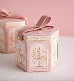 FavorsXtra - 10 Pcs Party Favor Boxes, Treat Containers, Candy Boxes, Favors boxes for a Wedding, Birthday, Baby, or Bridal shower, Full Moon Design Box. (Pink)