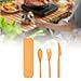 JISADER Camping Cutlery Set Straw Utensil Set Practical Cutlery Travel Kit Outdoor Tableware for Hiking Travel Restaurant, Orange