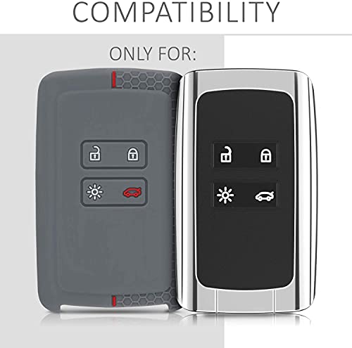 Image of JVCV Soft Silicone Key Cover Compatible with Renault Duster Kiger Triber Smart Key - Stylish Durable Protective (Grey Red)