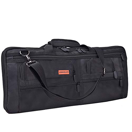 CONVELIFE Chef Knife Bag 12 SlotsDurableWashableWaterproof Oxford Cloth Stores 12 Knives Plus 2 Mesh Zippered Pockets4 Zippered Exterior Pockets and Shoulder StrapChef Knife Case