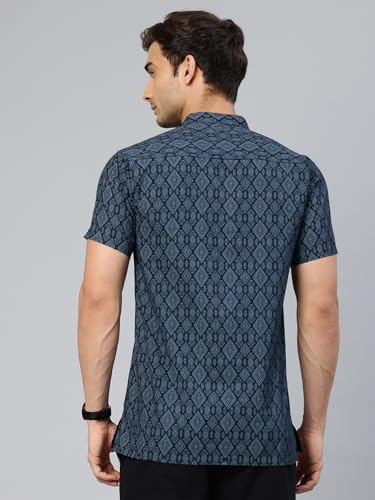 Image of Majestic Man Men Slim Fit Ethnic Motifs Cotton Printed Half Sleeve Short Kurta