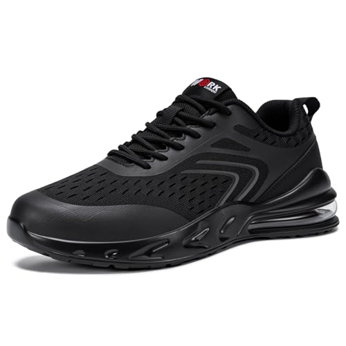 LARNMERN Zapatos de Cocina Hombre Antideslizante Zapatillas de Cocina Transpirable Zapatos Hosteleria Zapatillas Camarero Sanitario,Negro 45 EU