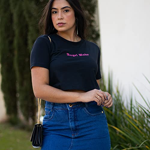 Saia Jeans Longa Feminina Cintura Alta Com fenda (46, Azul Escuro)