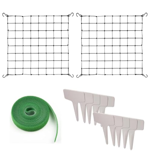 2 Pack Scrog net 4x4 FT Trellis Net for Grow Tent Elastic Net with 8 Hooks for Indoor Plant Growing Tents Garden Plant Climbing Plants Support Each Mesh 64 Cell