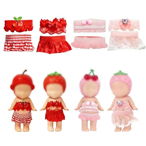 4Pcs Doll Clothes for Sonny Angel 3 Inch Mini Doll Outfit Set Tops Skirts