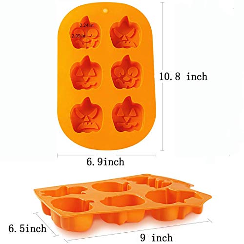 Fantasyon 2 Pcs 3D Halloween Silicone Ghost Pumpkin Baking Mold Set Candy Silicone Molds with Chocolate Cupcakes Bat Skull Shape for Halloween for Halloween Kitchen DIY Baking Tools