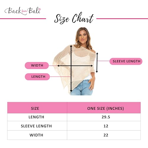 Back From Bali Womens 100% Cotton Knit Poncho Sweater Lightweight Artisan Summer Shrug Shawl3