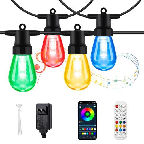 Outdoor String Lights 100FT - (2 pack 50FT) RGBW Color