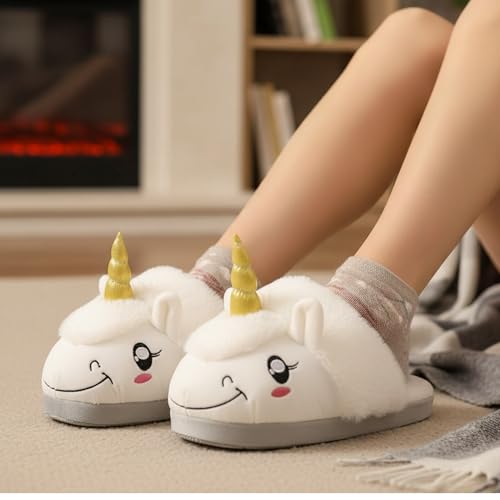 Image of Unicorn Slippers Comfy Warm Anti-Slip Kids Lightweight Indoor Cute Home Shoes