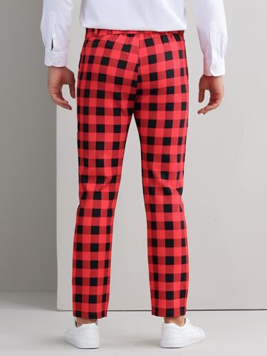 Lars Amadeus Plaid Golf Pants for Men's Regular Fit Color Block Tartaned Pattern Checked Dress Trousers3