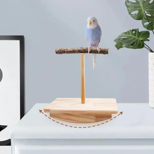 Image of Bird Perch Rocking Toy, Natural Wood Parrot Tumbler Toy, Bird Perch Stand & Chewing Toys, Parakeet Paw Grinding Stick, Cage Accessories for Small Birds Parakeets Cockatiels Budgies Finches Love Birds