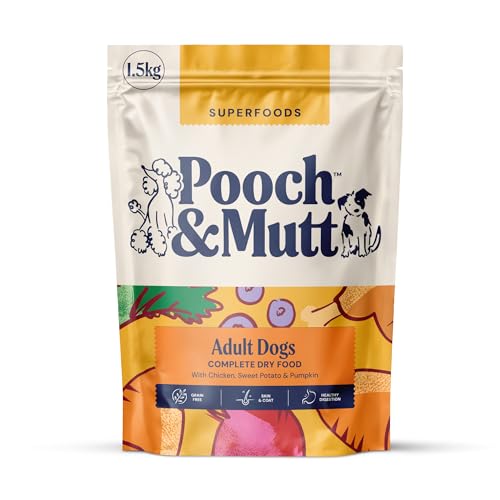 Pooch & Mutt - Erwachsene Hunde, Getreidefreies Hundetrockenfutter, Huhn & Superfood Mischung, 1,5 kg