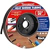 Tavonuxt 1/4" 65ft 3:1 Heat Shrink Tubing with Adhesive Lining - Marine Grade, Ideal for Home, Automotive, and Industrial Use - Black