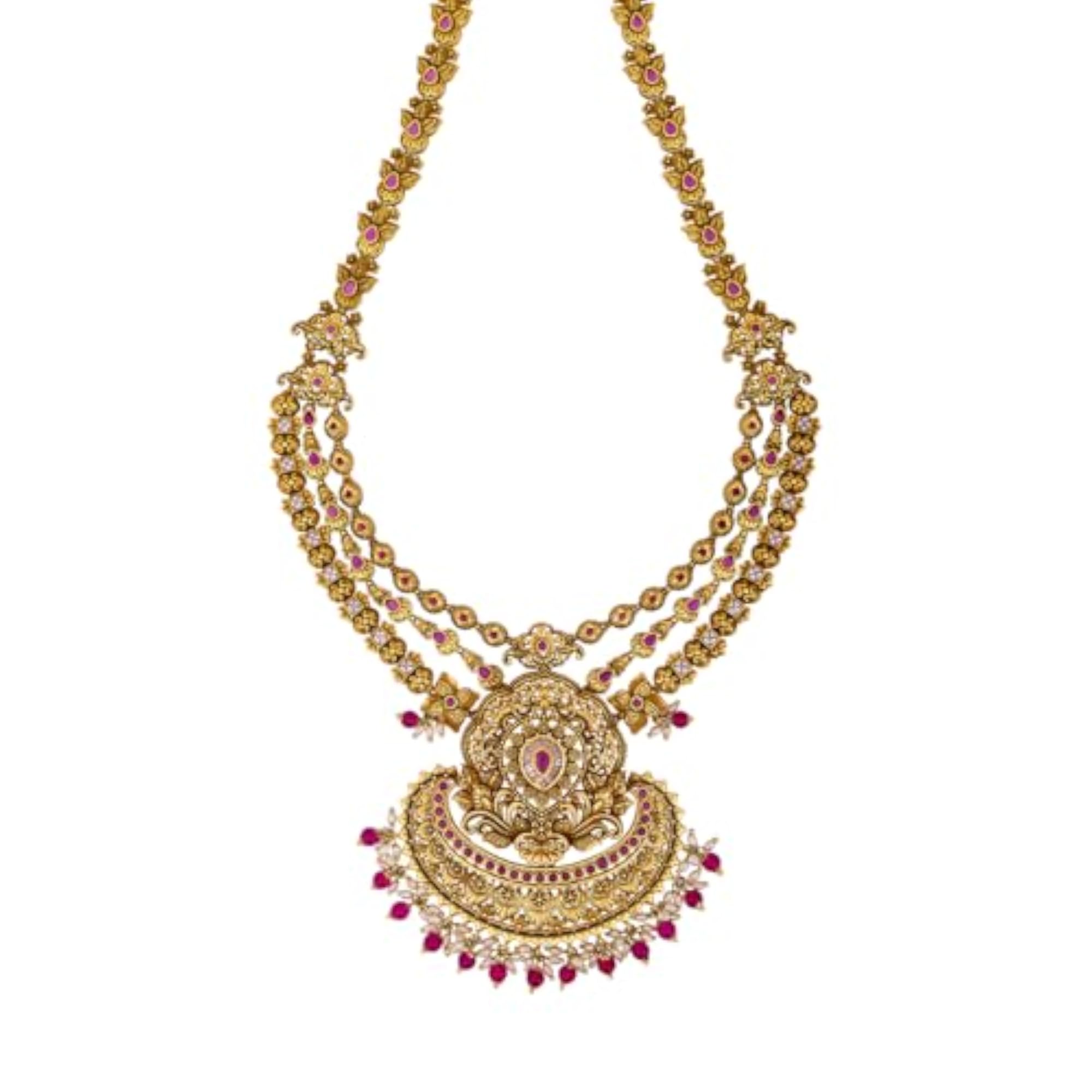 Women's Ruby Gold Polished Copper Antique Necklace, Special Occasion Gift