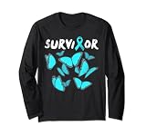 "Survivor", lazo azul-verde y mariposas azul-verde. Guardar silencio sobre las agresiones sexuales no resolverá el problema. Con este diseño dices no a las agresiones sexuales y conciencias a la sociedad.