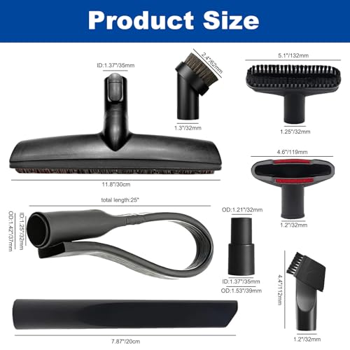 Image of Alrens 12PCS Vacuum Attachments for Miele C1 C2 C3 S2 S4 S5 S6 S8 Series, Horsehair Floor Brush Attachment Kit with 3 Vacuum Extension Wands for Household & Car Detailing