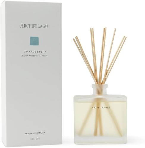 Archipelago Botanicals Charleston Difusor de varillas | Incluye aceite de fragancia, recipiente de vidrio y 10 varillas difusoras | Perfecto para el