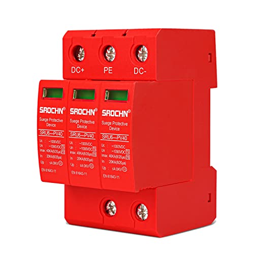 Überspannungsableiter Photovoltaik-Blitzschutz-Stromableiter 3P 40KA DC1000V-1090V Überspannung DC-Überspannungsschutz T1+T2 Cover