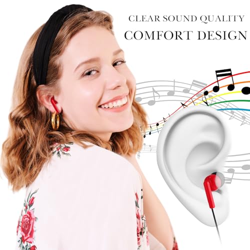 Image of Konohan 160 Packs Bulk Earbuds with Wire Earphones Classroom Wired Headphones for Students Headphones Individually Bagged, 8 Colors Ear Buds Bulk for Classroom School Library(Bright Color)