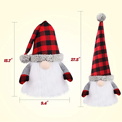 D-Fantix Gnome Christmas Tree Topper, 27.5 Inch Large Swedish Tomte Gnome Christmas Ornaments Santa Gnomes Plush Scandinavian Christmas Decorations Holiday Home Décor With Plaid Hat #TOP5