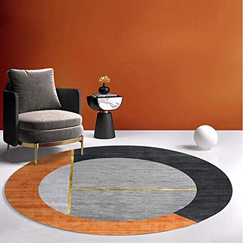 XFSHKJS Tapis de Zone Orange Rond pour la Chambre Salon de Salon couloirs de couloirs de couloirs Grandes 80cm 100cm 120cm 140cm 160cm 180cm 180cm 200cm Tapis de Plancher Couvert Circulaire