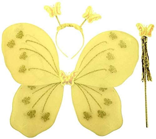 Priya Party Express Girls Butterfly Fairy Angel Wing, Wand and Hairband for Baby Kid Birthday Occasions 1 PC (Yellow) (B09NK6KV75) Amazon Price History, Amazon Price Tracker