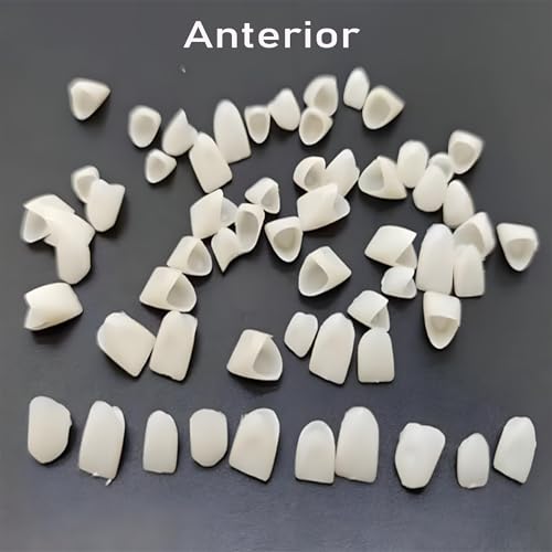 Image of Temporary Tooth Veneer Crowns Kit - 100PCS /Box (50 Anterior + 50 Posterior) - DIY Fake Teeth Cap for Missing Teeth & Natural-Looking Smile Restoration for Holiday Cosplay