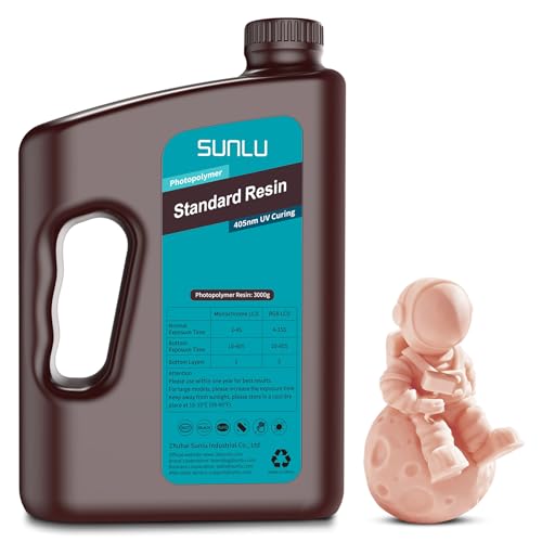 Image of SUNLU 3D Printer Resin 3kg, Fast Curing Standard 3D Resin for LCD DLP SLA Resin 3D Printers, 395 to 405nm UV Curing 3D Printing Liquid Photopolymer Resin, Low Shrinkage, High Precision, 3000g, Beige