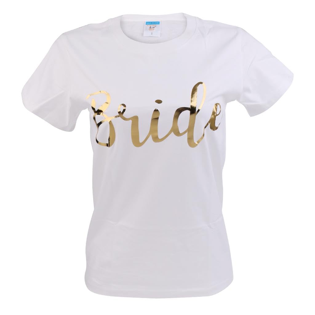 MYADDICTION Bride T-shirt Womens Tee for Wedding Bachelorette Hen Do Party XL White&GoldClothing, Shoes & Accessories | Womens Clothing | Tops & Blouses