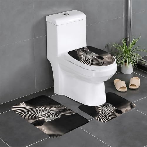 Housse d'abattant zèbres et ensemble de tapis de douche durables - 2