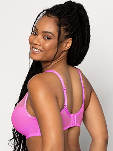 Curvy Couture Women's Plus Size Sheer Mesh Plunge T-Shirt Bra, Flirt, 38D #TOP5