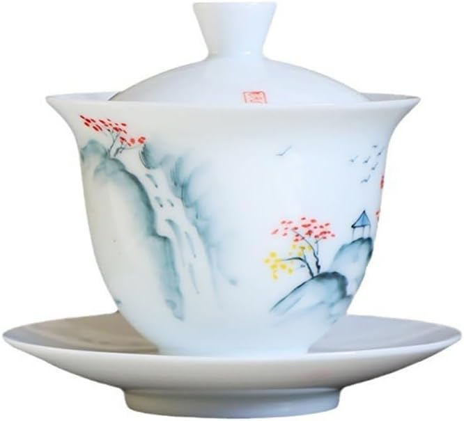 Guan Kiln Tea Set Gaiwan,porcelain Bowl Covered with Lid Cup Saucer China Bowls