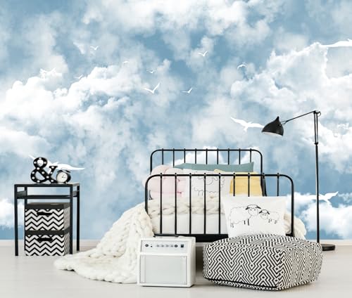 LOOWAP Blue Sky and White Cloud Wallpaper for Ceiling White