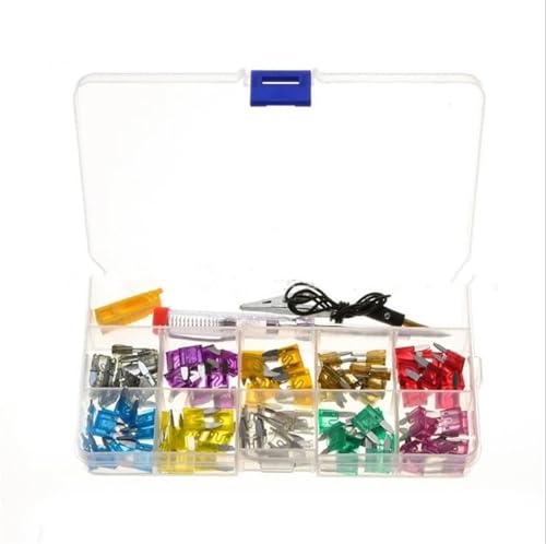 50Pcs Auto Automotive Car Boat Truck Blade Fuse Box Assortment Fuse Inserts Repair Tools with Test Pencil Clip
