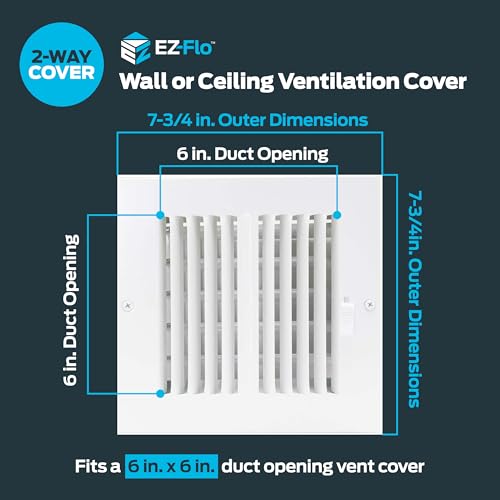 image for EZ-FLO 6 x 6 Inch (Duct Opening) Air Vent Cover for Wall or Ceiling, T