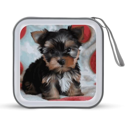 Étui CD/DVD 40 compartiments en plastique moderne motif Yorkie Puppy pour voiture et maison