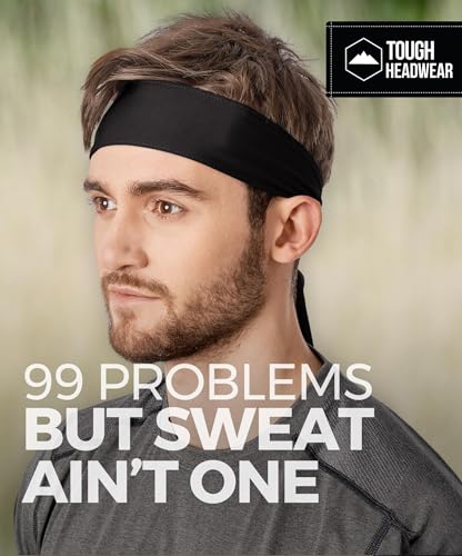 Image of Tough Headwear Tie Headband - Moisture-Wicking Running Headband - 4-Way Stretch Sweatbands - Adjustable Head Tie for Workouts