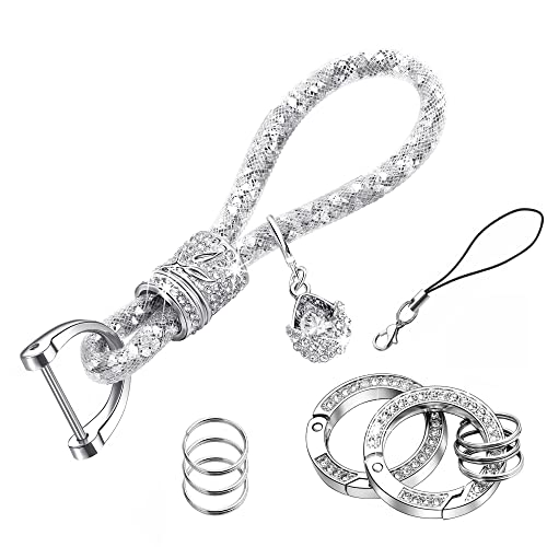 Plusroc Crystal Car Keychain For Women Bling Rhinestones Key Chain Ring Car Key Accessories, Silver #TOP5