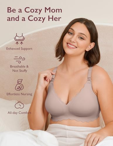 Image of Momcozy Nursing Bras for Breastfeeding, Jelly Strip Support Maternity Bra