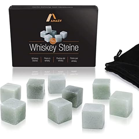 Amazy Whisky Stones - 9 Reusable Ice Cubes Made of Natural Soapstone Cover