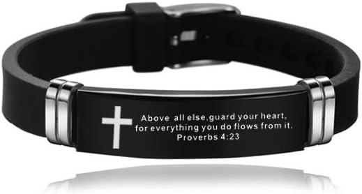 NanMuc With God All Things are Possible Religious Cross Bracelet Adjustable Engraved Silicone Bracelets Inspiring Gift