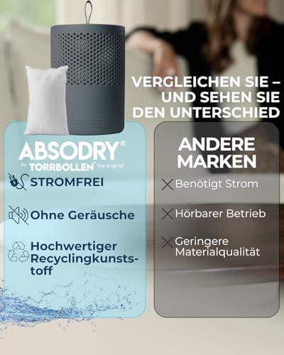 ABSODRY - Luftentfeuchter Nachfüllpack 8x600g - AbsoDry kompatibel - Verhindert Geruch & bindet Feuchtigkeit - Trockenmittelbeutel mit Granulat für Raumentfeuchter - Entfeuchter Nachfüllpack