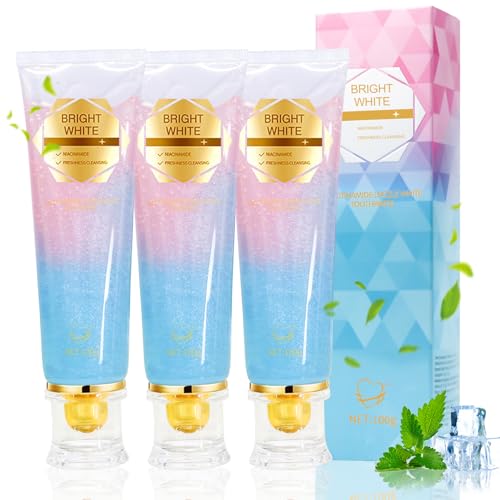 VLUVLA 3Pcs Niacinamide Whitening Toothpaste 100g Teeth Whitening Toothpaste for Adults Deep Stain Removal Enamel Care Fresh Breath Daily Oral Care