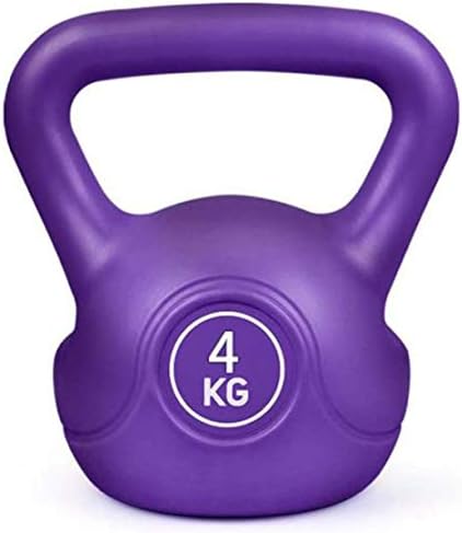 JLDN Kettlebell Fitness Portable, Neoprene Kettlebells Non-Slip Bodybuilding Kettle Bell Strength Training Weightlifting Workout Equipment for Strength and Cardio Training,Purple_4Kg