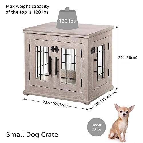 beeNbkks Furniture Style Dog Crate End Table, Double Doors Wooden Wire Dog Kennel with Pet Bed, Decorative Pet Crate Dog… - Image 7