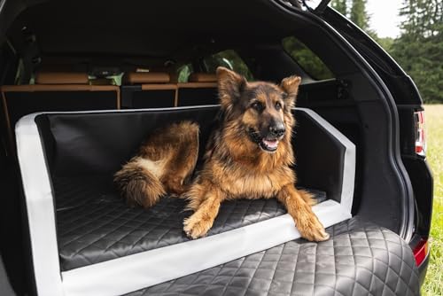 Autohundebett Reisebett Hundebett für Kofferraum Transportsystem 90x55cm (Farbe: schwarz-rot)