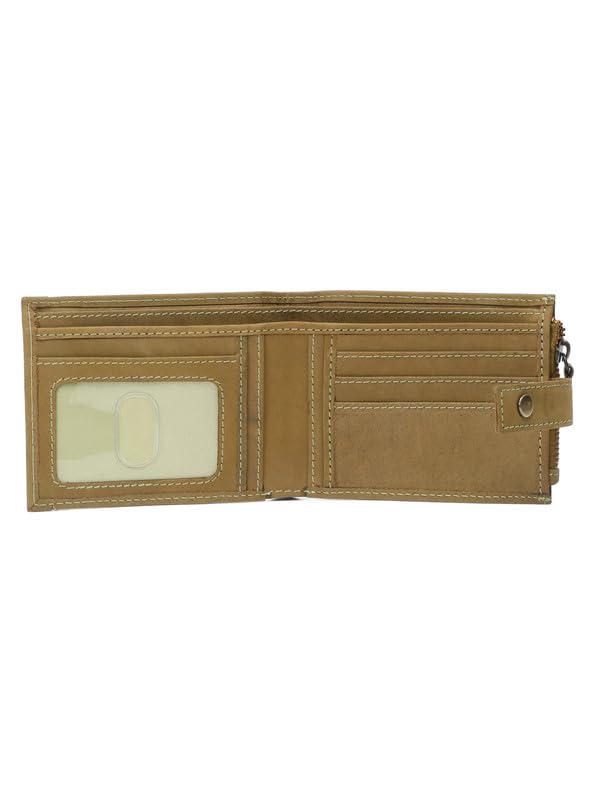 Image of TEAKWOOD LEATHERS Men's Two Fold Zipper Leather Wallet | Leather Men Wallet (Green)