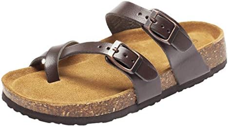 CareBey Women's Casual Cork Sole Slide Sandals Brown US 6