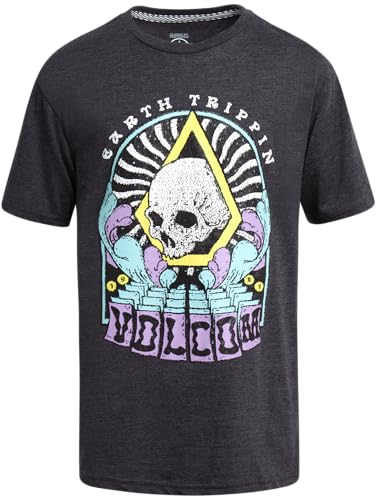 Volcom Boys T Shirt - Cotton Blend Short Sleeve Graphic Tees for Boys - Cool Casual Graphic T Shirts, Size 10-12, Charcoal Heather Arched